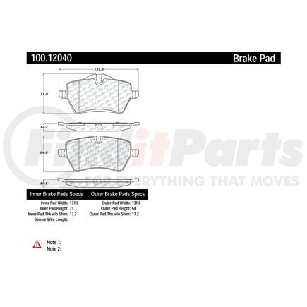 100.12040 by CENTRIC - Disc Brake Pad