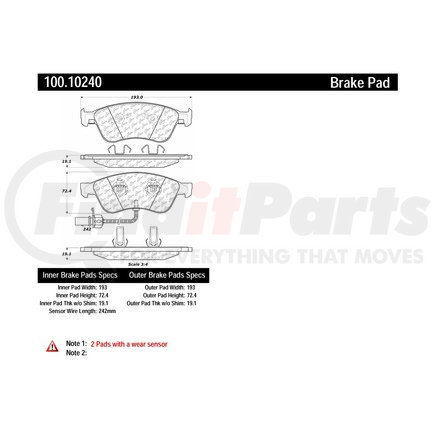 100.10240 by CENTRIC - Centric Original Equipment Formula Brake Pads with Hardware
