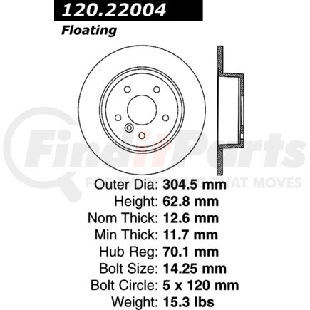 120.22004 by CENTRIC - Centric Premium High Carbon Alloy Brake Rotor