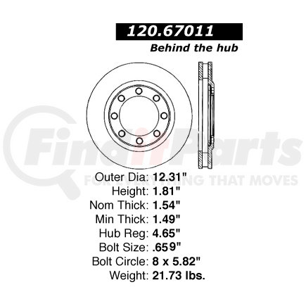 Centric 120.67011 Disc Brake Rotor Centric Premium Brake Rotor