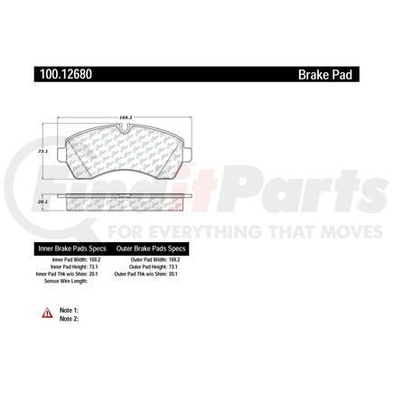 100.12680 by CENTRIC - Disc Brake Pad