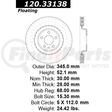 120.33138 by CENTRIC - Premium Brake Rotor