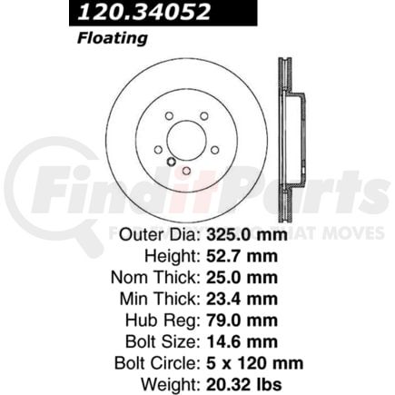120.34052 by CENTRIC - Premium Brake Rotor