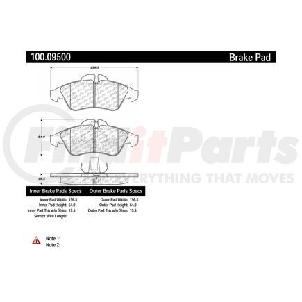 Centric 100.09500 Disc Brake Pad Set Disc Brake Pad