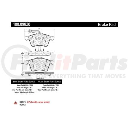 100.09820 by CENTRIC - Centric Original Equipment Formula Brake Pads