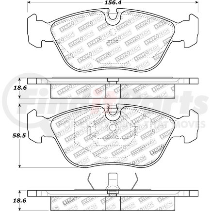308.06180 by CENTRIC - Street Brake Pads with Shims and Hardware