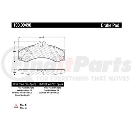 Centric 100.09490 Disc Brake Pad Set Disc Brake Pad