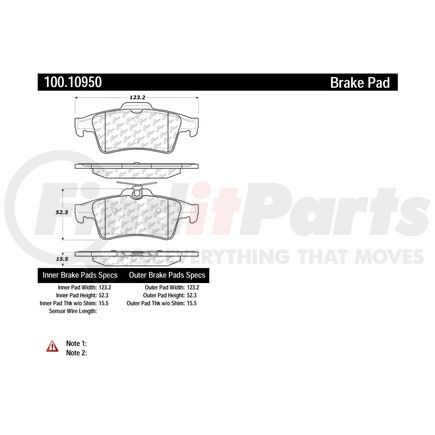 100.10950 by CENTRIC - Disc Brake Pad