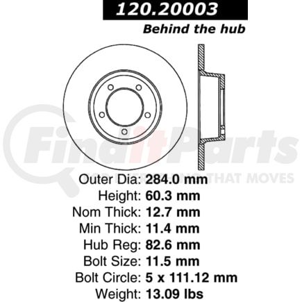 120.20003 by CENTRIC - Premium Brake Rotor