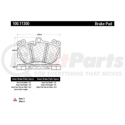 100.11300 by CENTRIC - Disc Brake Pad