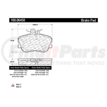 100.06450 by CENTRIC - Centric Original Equipment Formula Brake Pads with Hardware