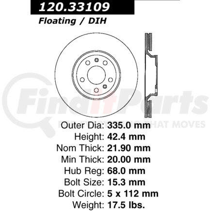 120.33109 by CENTRIC - Premium Brake Rotor