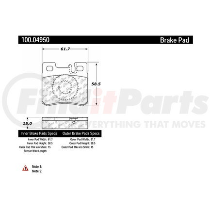 100.04950 by CENTRIC - Centric Original Equipment Formula Brake Pads