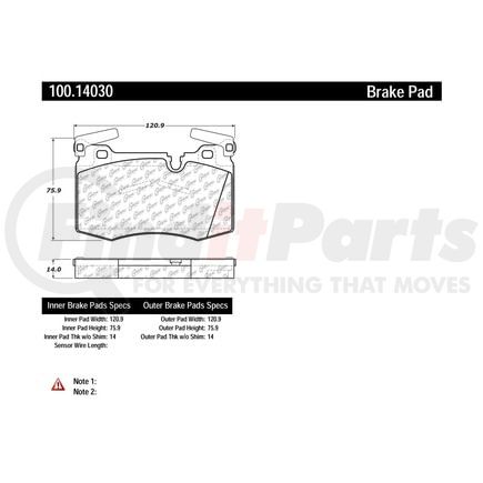 100.14030 by CENTRIC - Disc Brake Pad