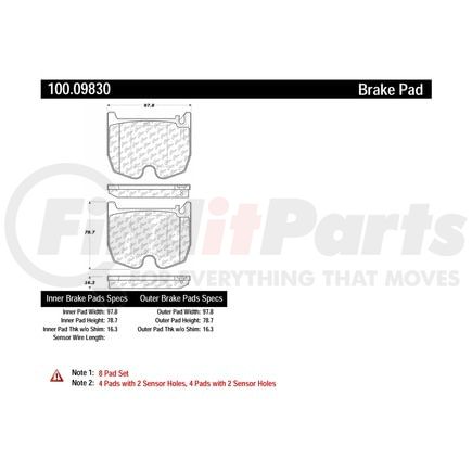 100.09830 by CENTRIC - Disc Brake Pad