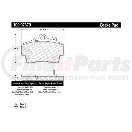 100.07370 by CENTRIC - Disc Brake Pad