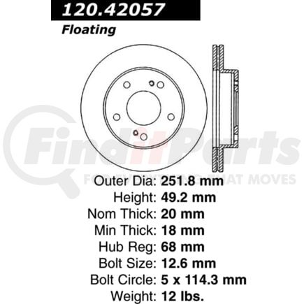 Centric 120.42057 Disc Brake Rotor Premium Brake Rotor