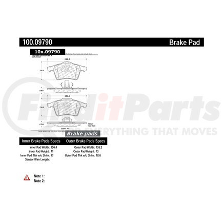 100.09790 by CENTRIC - Centric Original Equipment Formula Brake Pads with Hardware