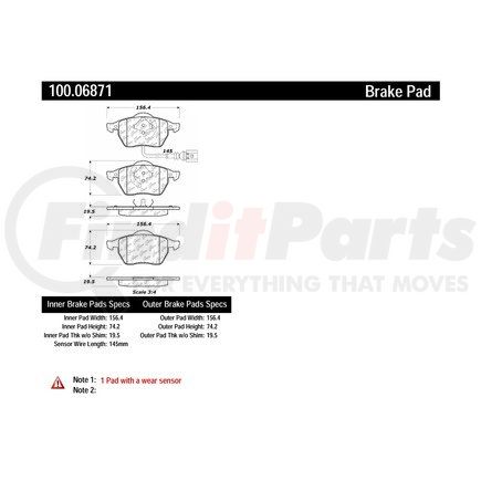 100.06871 by CENTRIC - OEM Brake Pads