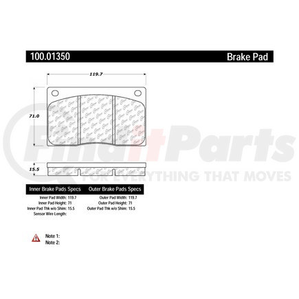 Centric 100.01350 Disc Brake Pad Set Disc Brake Pad
