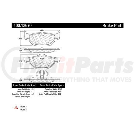 100.12670 by CENTRIC - Disc Brake Pad