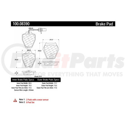 100.08390 by CENTRIC - Centric Original Equipment Formula Brake Pads with Hardware