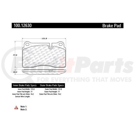 100.12630 by CENTRIC - Centric Original Equipment Formula Brake Pads with Hardware