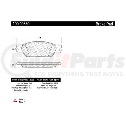 100.09330 by CENTRIC - Original Equipment Formula Brake Pads
