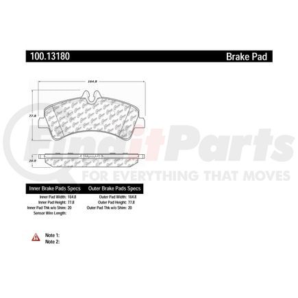 100.13180 by CENTRIC - Disc Brake Pad