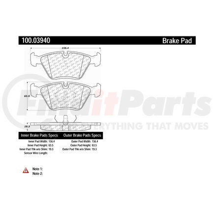 100.03940 by CENTRIC - Disc Brake Pad