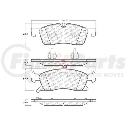 100.14550 by CENTRIC - Original Equipment Formula Brake Pads with Hardware