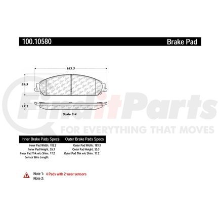 100.10580 by CENTRIC - Disc Brake Pad