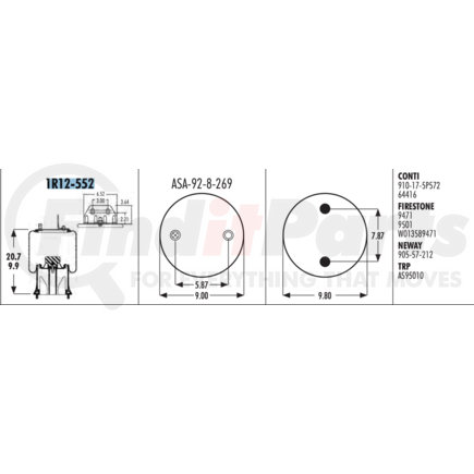 1R12-552 by STEMCO - Super Cushion® Rolling Lobe Air Springs