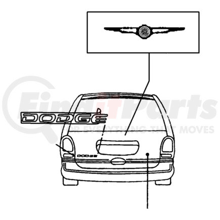 HS30TGW by CHRYSLER - Liftgate Decal - "Dodge", Dark Green, fits 1997-1998 Dodge Caravan and Grand Caravan