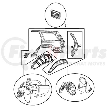 55137011AB by CHRYSLER - Body D-Pillar Molding Retainer - Rear, Driver Side, fits 2003 Jeep Grand Cherokee