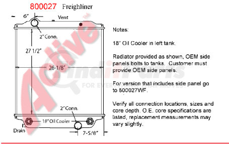 8000-27WMP by ACTIVE RADIATOR - Freightliner Radiator