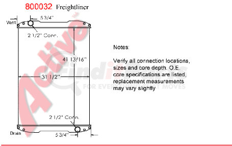 8000-32PT by ACTIVE RADIATOR - Freightliner Truck  Truck & Bus Radiators