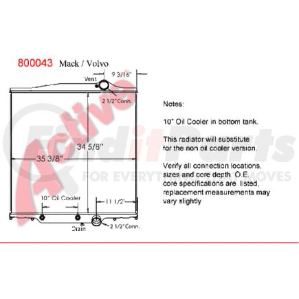8000-43PT by ACTIVE RADIATOR - Mack Truck  Truck & Bus Radiators