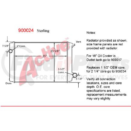 9000-24ST by ACTIVE RADIATOR - Ford / Sterling Truck  Truck & Bus Radiators