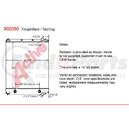 9000-50ST by ACTIVE RADIATOR - Ford / Sterling Truck  Truck & Bus Radiators