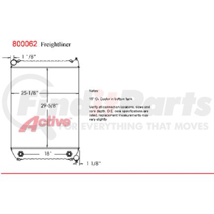8000-62ST by ACTIVE RADIATOR - Freightliner Truck Truck & Bus Radiators
