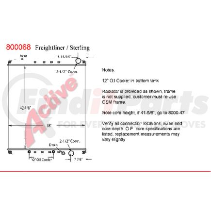 8000-68ST* by ACTIVE RADIATOR - Ford / Sterling Truck  Truck & Bus Radiators