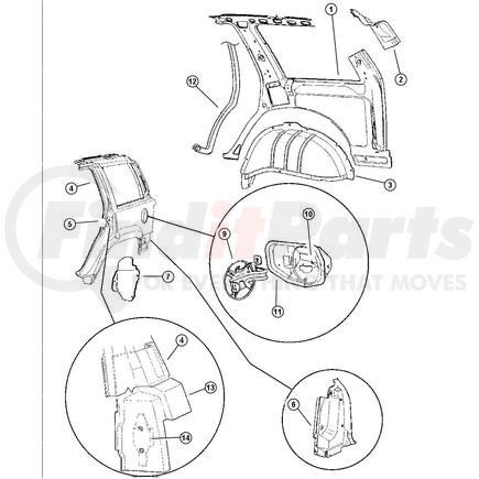 55295883 by CHRYSLER - PANEL. Left. Taillamp Mounting. Diagram