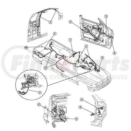 56045021AC by CHRYSLER - WIRING. Right And Left. Door. Diagram 3