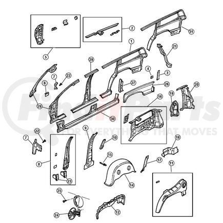 55256282 by CHRYSLER - PANEL. Right. Taillamp Mounting. Diagram 19