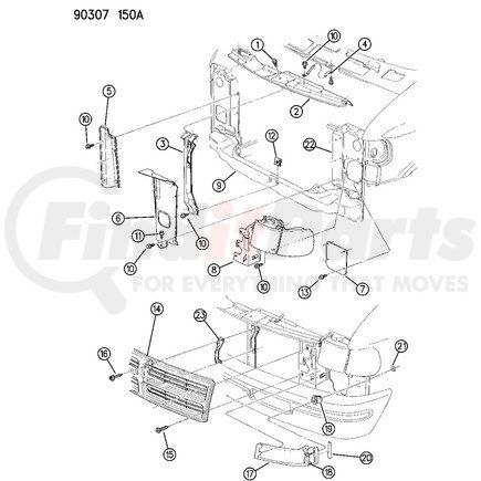55344956 by CHRYSLER - SUPPORT. Right. Radiator Closure Panel. Diagram 22