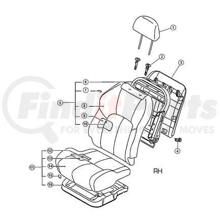 MR378055 by CHRYSLER - FRAME. Front, Right. Front Seat. Diagram 6