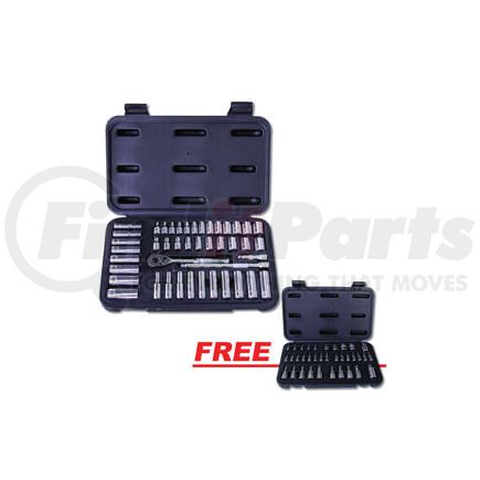 1200PRO by ATD TOOLS - SAE/Metric 1/4” Dr. Socket Set 44 pc.  with FREE 35 pc. 1/4” 3/8” and 1/2” Dr. TORX Bit Set