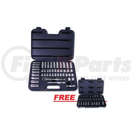 1245PRO by ATD TOOLS - SAE/Metric 3/8" Dr. Socket Set 47 pc with FREE 35 pc. 1/4” 3/8” and 1/2” Dr. TORX Bit Set