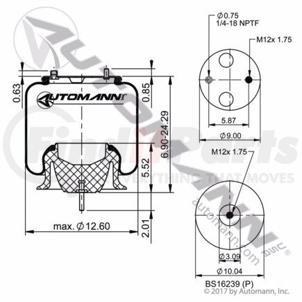 AB1DF23I-P1137 by AUTOMANN - Air Spring (Rolling Lobe)